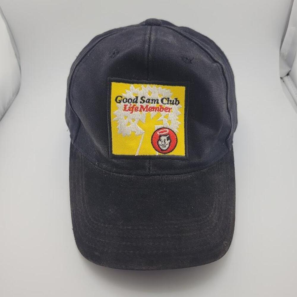 Good Sam Club Hat Cap Strap Back Mens Black Canvas Embroidered Patch Life Member